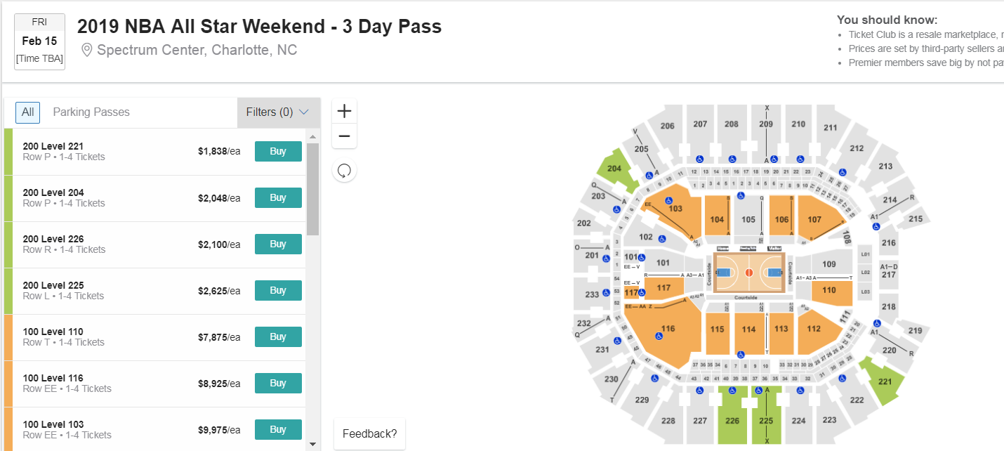 nba all star weekend ticket prices