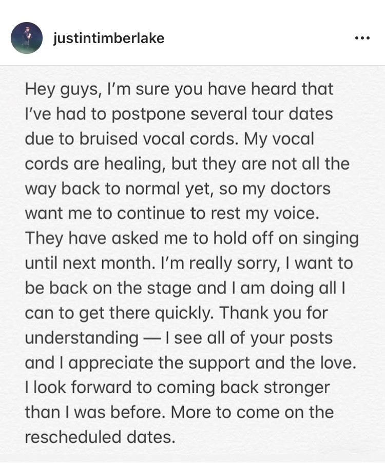 Justin Timberlake postpones shows