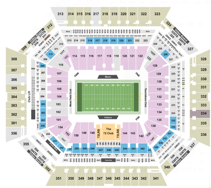 Hard Rock Stadium Seat Map for CFP National Championship